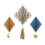 3 Hanging Decoration Eid Ramadan (Honeycomb with Tassel)