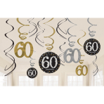 12 Swirl Decorations 60 Sparkling Celebration - Gold Foil / Paper 61 cm