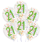 6 Latex Balloons Droplets 21 Confetti Birthday 1C Confetti Filled Paper 27.5 cm / 11"
