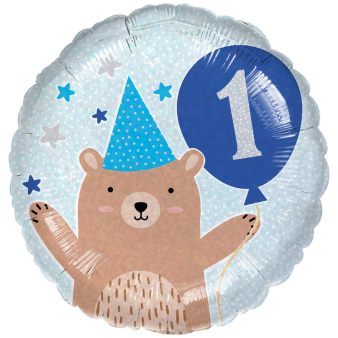 Standard Holographic 1st Birthday Cupcake Boy Foil Balloon C55 Packaged 43 cm Standard Holographic 1st Birthday Cupcake Boy Foil Balloon C55 Packaged 43 cm