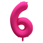 Large Number 6 Neon Pink Foil Balloon N35 Packaged 34IN 86 cm x 70 cm