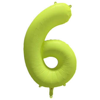 Large Number 6 Neon Yellow Foil Balloon N35 Packaged 34IN 86 cm x 70 cm