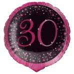 Standard Holographic Starlight Birthday Pink 30 Foil Balloon C55 Packaged 45 cm