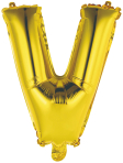 Mini Letter V Gold Foil Balloon N16 Packaged 35 cm x 30 cm