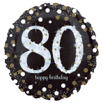 Standard Holographic Sparkling Birthday 80 Foil Balloon S55 Packaged 45 cm