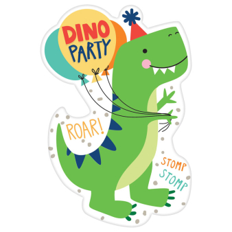 8 Invitations & Enveloppes Dino-Mite