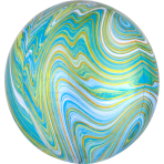 Orbz Marblez Blue Green Foil Balloon G20 Packaged 38 cm x 40 cm