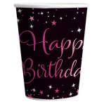 8 Cups Starlight Birthday Pink Happy Birthday Paper 250 ml