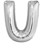 Large Letter U Silver Foil Balloon N34 Packaged 83 cm x 65 c