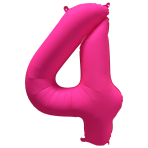 Large Number 4 Neon Pink Foil Balloon N35 Packaged 34IN 86 cm x 70 cm