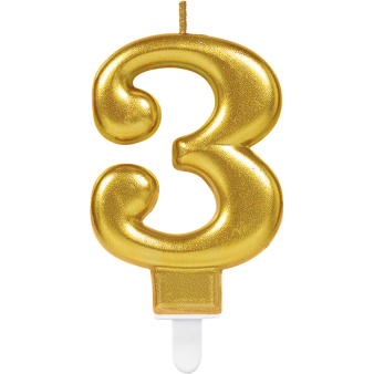 Number Candle 3 Sparkling Celebrations Gold Height 9.3 cm Number Candle 3 Sparkling Celebrations Gold Height 9.3 cm