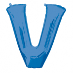 SuperShape Letter V Blue Foil Balloon L34 Packaged 81cm x 81cm