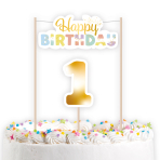 Cake Decoration 1st Birthday Rainbow 2 pcs.