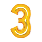 Medium Number 3 Gold Foil Balloon N26 Packaged 70 cm x 50 cm