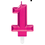 Number Candle 1 Starlight Birthday Pink Height 9.3 cm