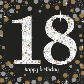 16 Napkins 18 Sparkling Celebration - Silver & Gold 33 x 33 cm 16 Napkins 18 Sparkling Celebration - Silver & Gold 33 x 33 cm