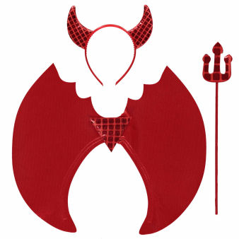 Adults Accessory Kit Foil Devil Wings with Headband and Trident Onesize Adults Accessory Kit Foil Devil Wings with Headband and Trident Onesize