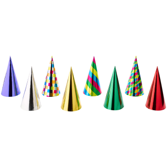 Party Cone Hats Single-Coloured Assorted Paper Height 23.5 c