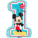 SuperShape Mickey 1st Birthday Foil Balloon P38 Packaged 48 cm x 71 cm