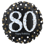 Standard Holographic Sparkling Birthday 80 Foil Balloon C55 Packaged 43 cm
