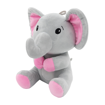2-in-1 plush toy balloon weight elephant with pink ears, with loop, 21cm, 170g 2-in-1 plush toy balloon weight elephant with pink ears, with loop, 21cm, 170g