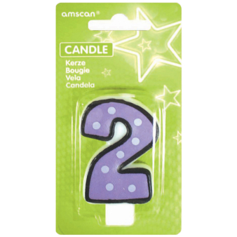 Numeral Candle 2 Dots & Black Border Height 7.6 cm Numeral Candle 2 Dots & Black Border Height 7.6 cm