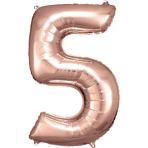 Large Number 5 Rose Gold Foil Balloon N34 Packaged 92 cm x 57 cm