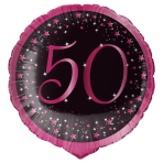 Standard Holographic Starlight Birthday Pink 50 Foil Balloon C55 Packaged 45 cm