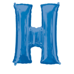 SuperShape Letter H Blue Foil Balloon L34 Packaged 66cm x 81cm