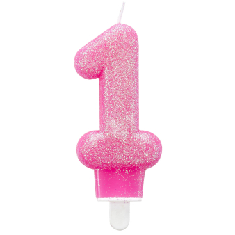 Number Candle 1 Glitter Pink Height 7.6 cm Number Candle 1 Glitter Pink Height 7.6 cm