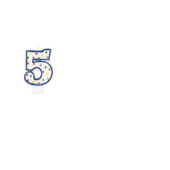 Numeral Candle 5 Polka Dots Height 7.6 cm Numeral Candle 5 Polka Dots Height 7.6 cm