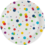 8 Plates Confetti Birthday Round Paper 18 cm