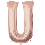 SuperShape Letter U Rose Gold Foil Balloon L34 Packaged 58cm x 83cm