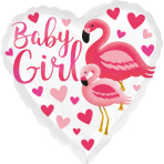 Standard HX Flamingo Baby Girl Foil Balloon S40 Packaged 43 cm