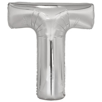 Large Letter T Silver Foil Balloon N34 Packaged 86 cm x 74 c