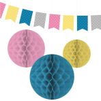 Decoration Kit (1 Flag Banner and 3 Honeycombs) Princess & Knight