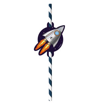 8 Drinking Straws Space Party Paper 8 Drinking Straws Space Party Paper