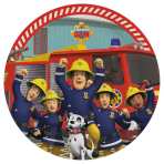 8 Plates Fireman Sam Round Paper 23 cm