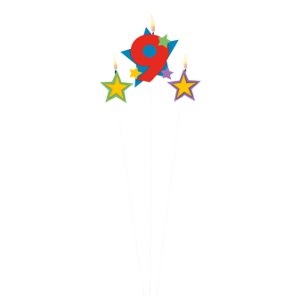 Numeral Candle 9 with 2 Star Candles Height 12.2/13.5 cm Numeral Candle 9 with 2 Star Candles Height 12.2/13.5 cm