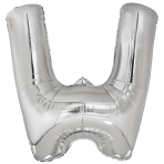 Large Letter W Silver Foil Balloon N34 Packaged 83 cm x 79 c