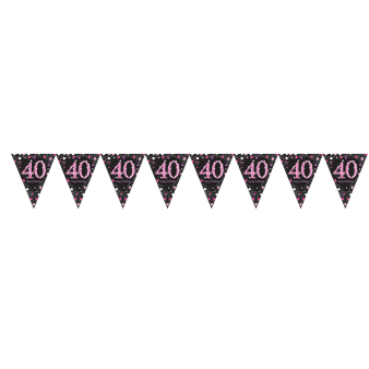 Pennant Banner 40 Sparkling Celebrations Pink Foil 396.2 x 21.5 cm Pennant Banner 40 Sparkling Celebrations Pink Foil 396.2 x 21.5 cm