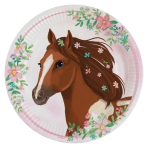 8 Plates Beautiful Horses Round Paper 23 cm