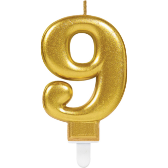 Number Candle 9 Sparkling Celebrations Gold Height 9.3 cm Number Candle 9 Sparkling Celebrations Gold Height 9.3 cm