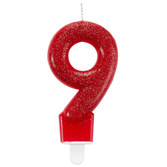 Number Candle 9 Glitter Height 7.6 cm Number Candle 9 Glitter Height 7.6 cm