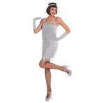 Adult Costume Silver Flapper Dress  Size S