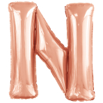 Large Letter N Rose Gold Foil Balloon N34 Packaged 83 cm x 79 cm