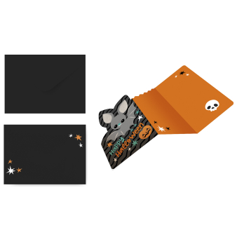 8 Invitations & Envelopes Cats & Bats Paper 15 x 9 cm