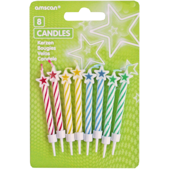 8 Spiral Candles with Star Assorted Height 6.3 cm 8 Spiral Candles with Star Assorted Height 6.3 cm