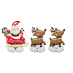 AirLoonz Santa and Reindeer Foil Balloon Q40 Packaged 251 cm x 129 cm