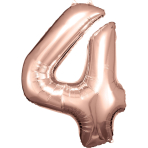 Large Number 4 Rose Gold Foil Balloon N34 Packaged 93 cm x 65 cm